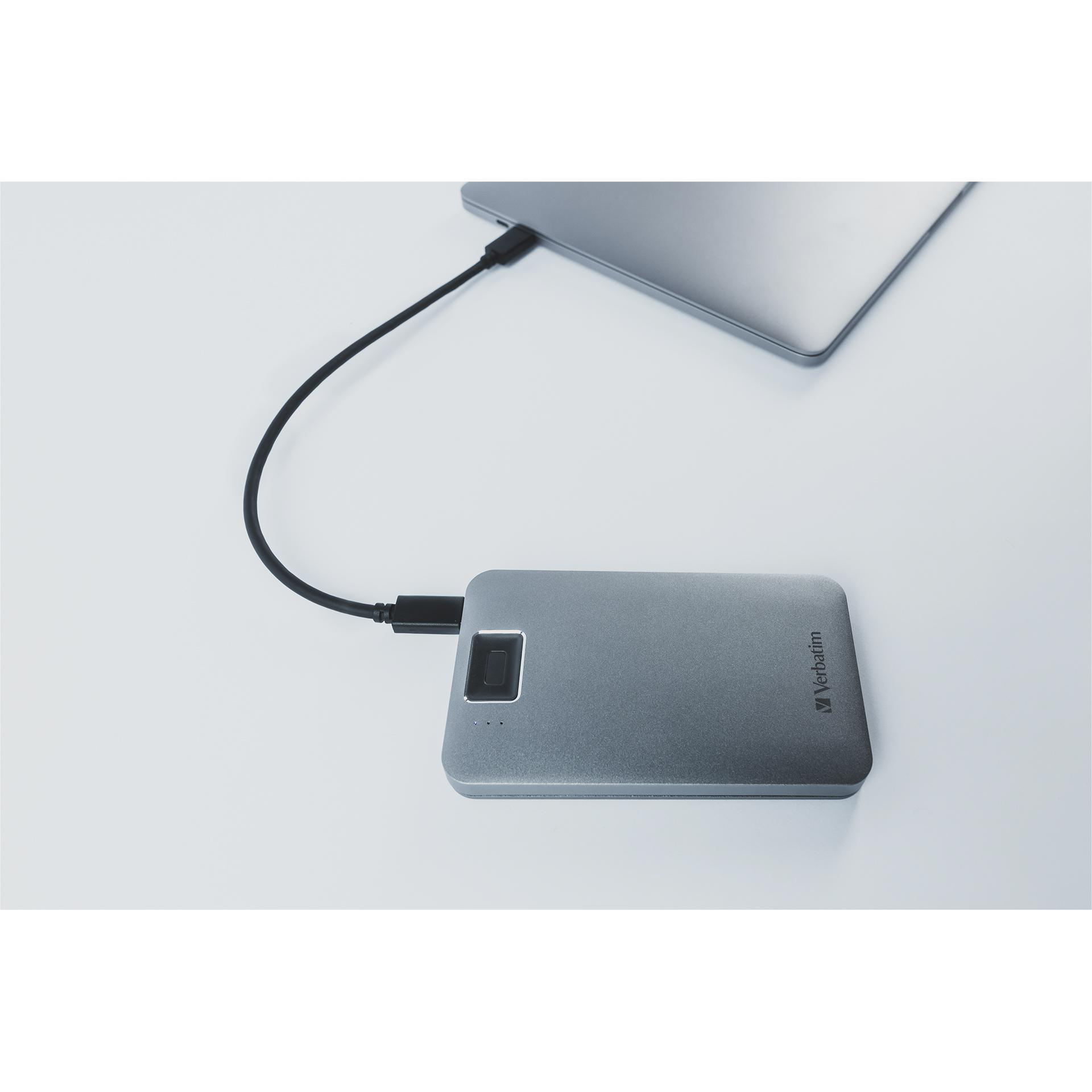 VERBATIM Fingerprint Secure Festplatte, 1 TB HDD, 2,5 Zoll, extern, Silber