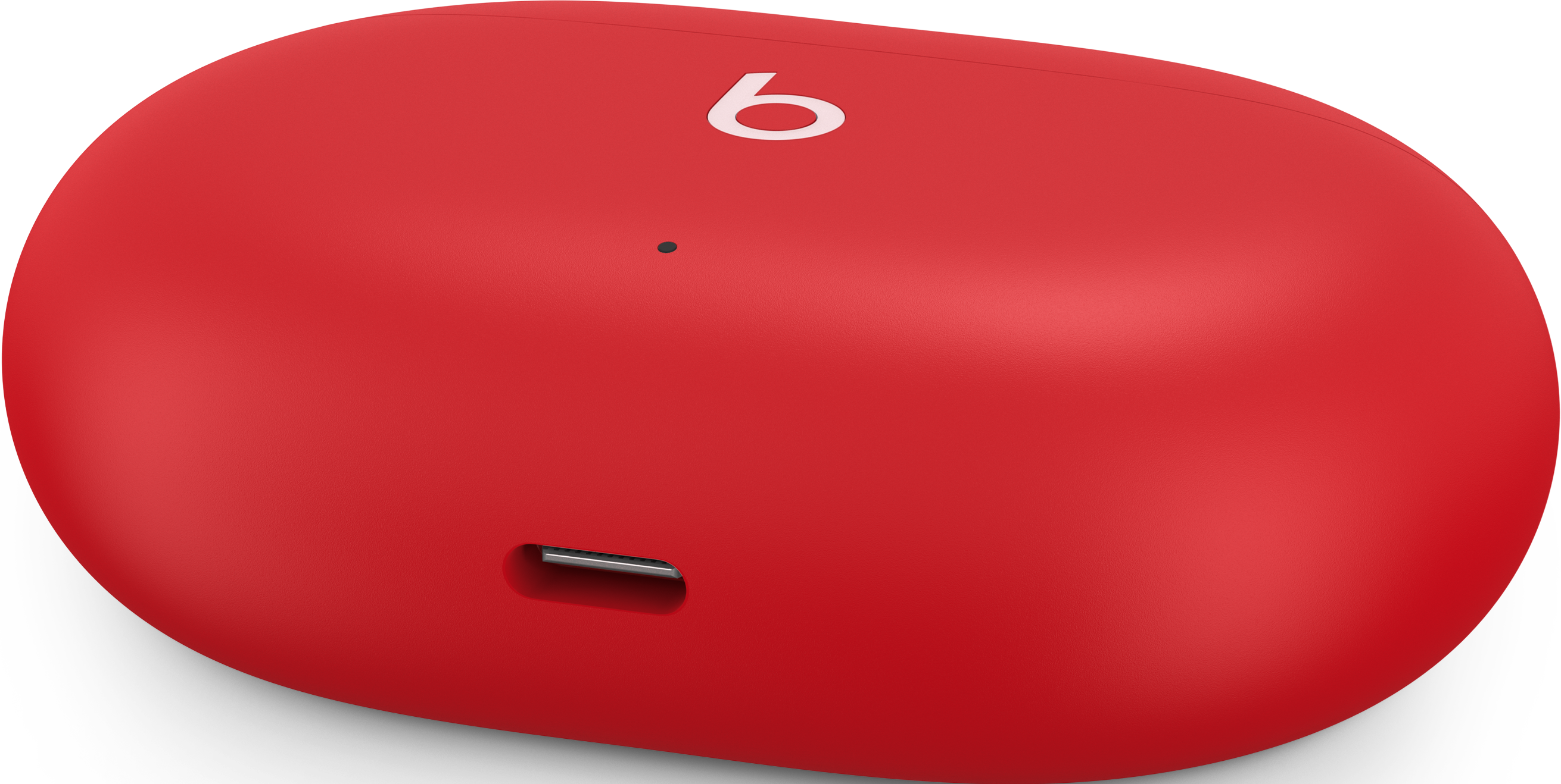 Custodia di ricarica rossa per auricolari Beats con porta USB-C.