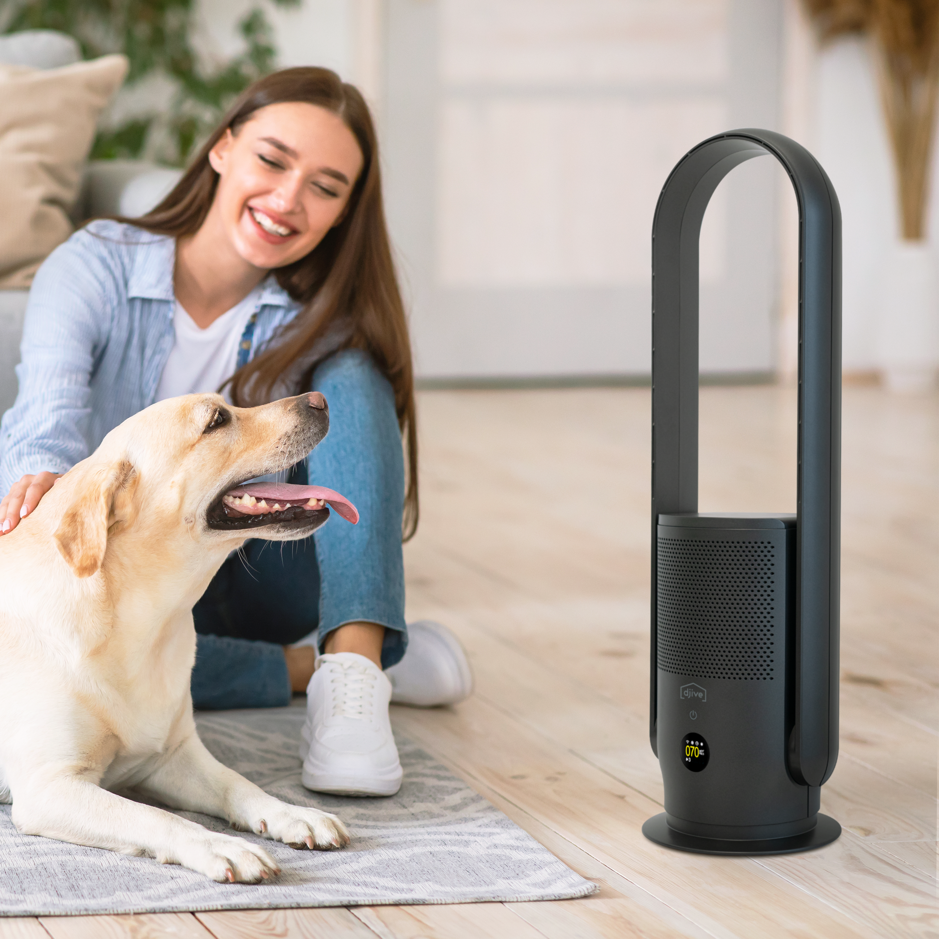 DJIVE Flowmate ARC Casual 2in1 Luftreiniger & Ventilator - Metallic Grey Luftreiniger und rotorloser Ventilator metallic grey (35 Watt)