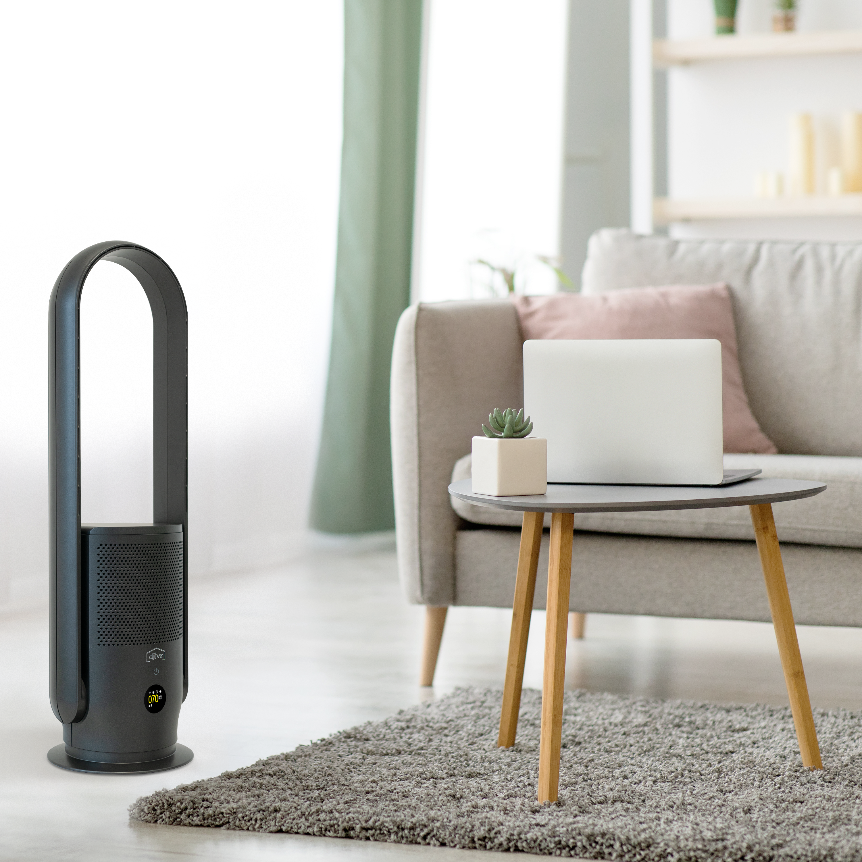 DJIVE Flowmate ARC Casual 2in1 Luftreiniger & Ventilator - Metallic Grey Luftreiniger und rotorloser Ventilator metallic grey (35 Watt)