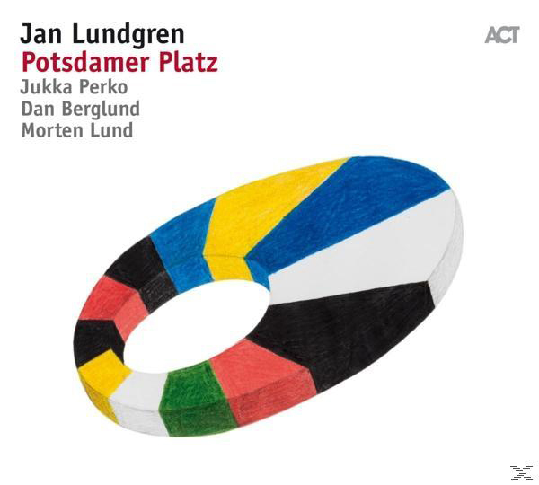 Albumcover mit einer bunten Form und Text. Der Text enthält die Namen der Musiker.