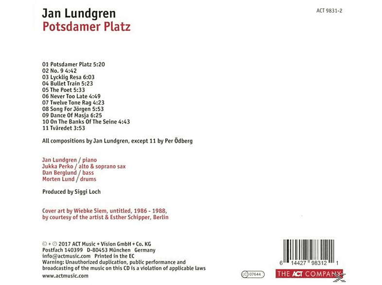 Thumbnail - Jan Quartet Lundgren - Potsdamer Platz (CD)