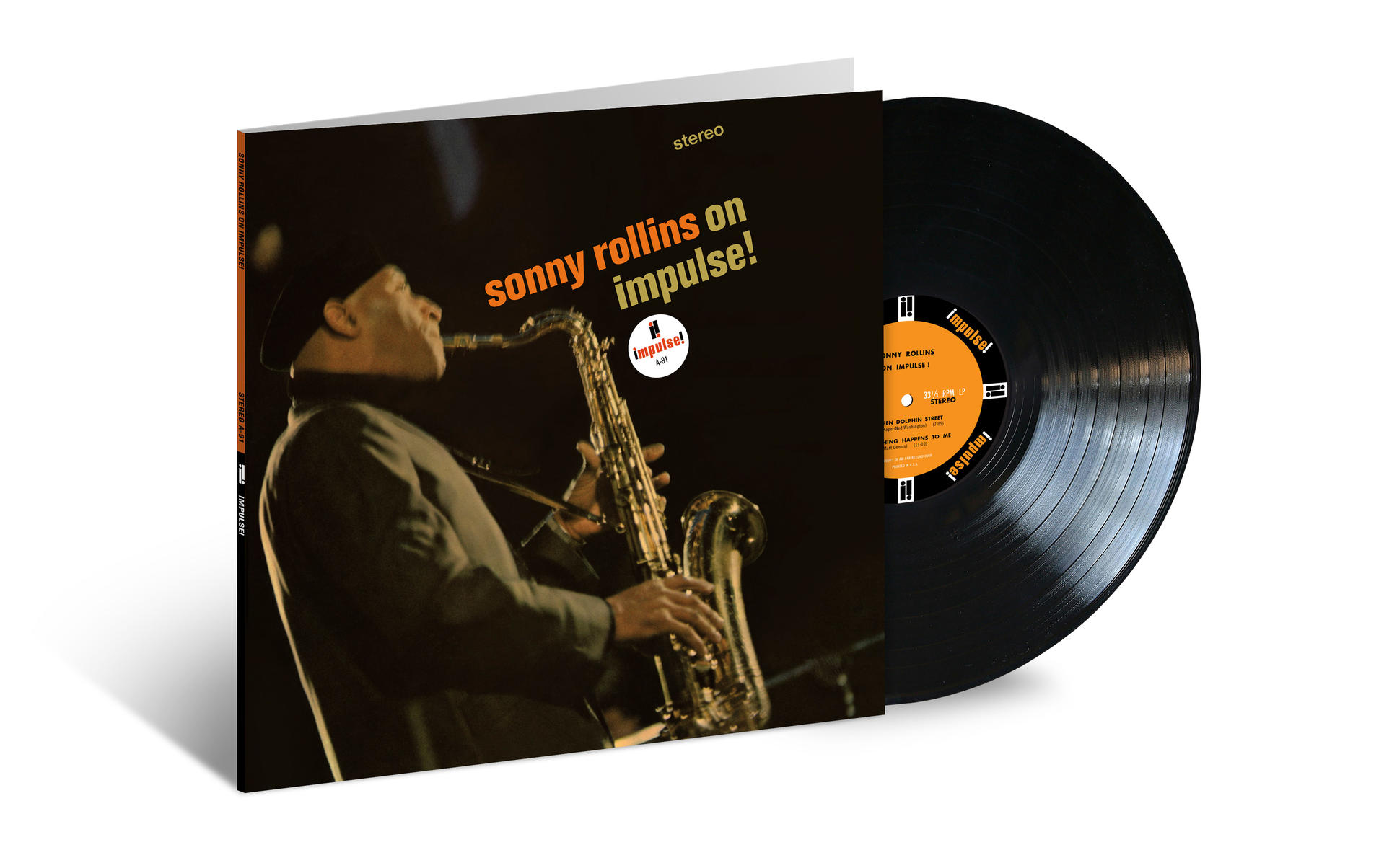 Sonny Rollins on Impulse album borító, szaxofonos zenésszel.