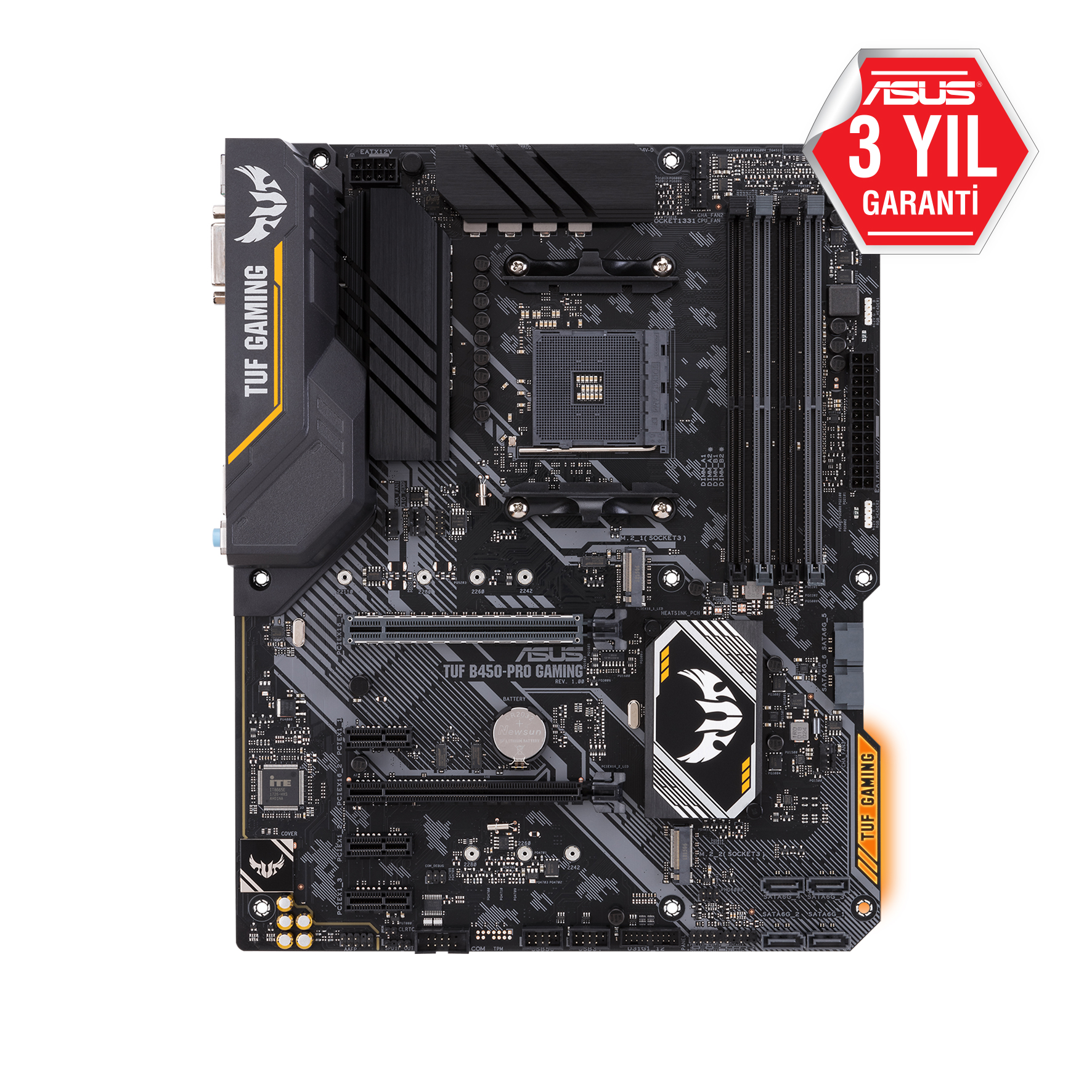 ASUS TUF B450-PRO Gaming AMD B450 AM4 DDR4 4400 HDMI DVI Çift M2 USB3.1 Aura RGB ATX Anakart
