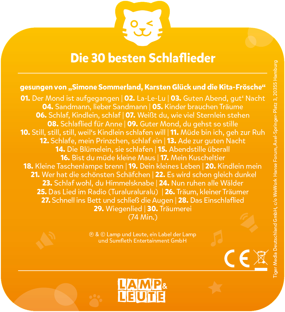 Die 30 besten Schlaflieder mit Titeln und Interpreten.