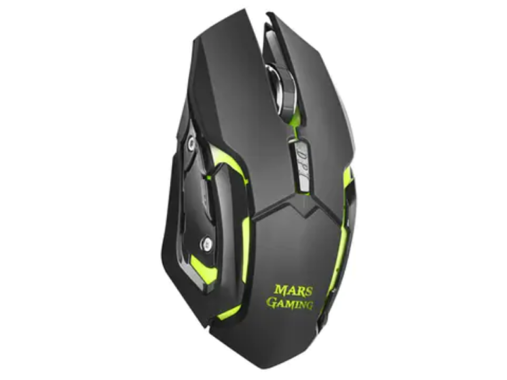 Ratón gaming - Mars Gaming MMW, Inalámbrico, 3200 ppp, Iluminación RGB, 6 Botones, Negro