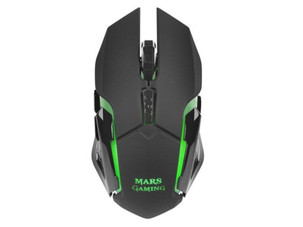 Ratón gaming - Mars Gaming MMW, Inalámbrico, 3200 ppp, Iluminación RGB, 6 Botones, Negro