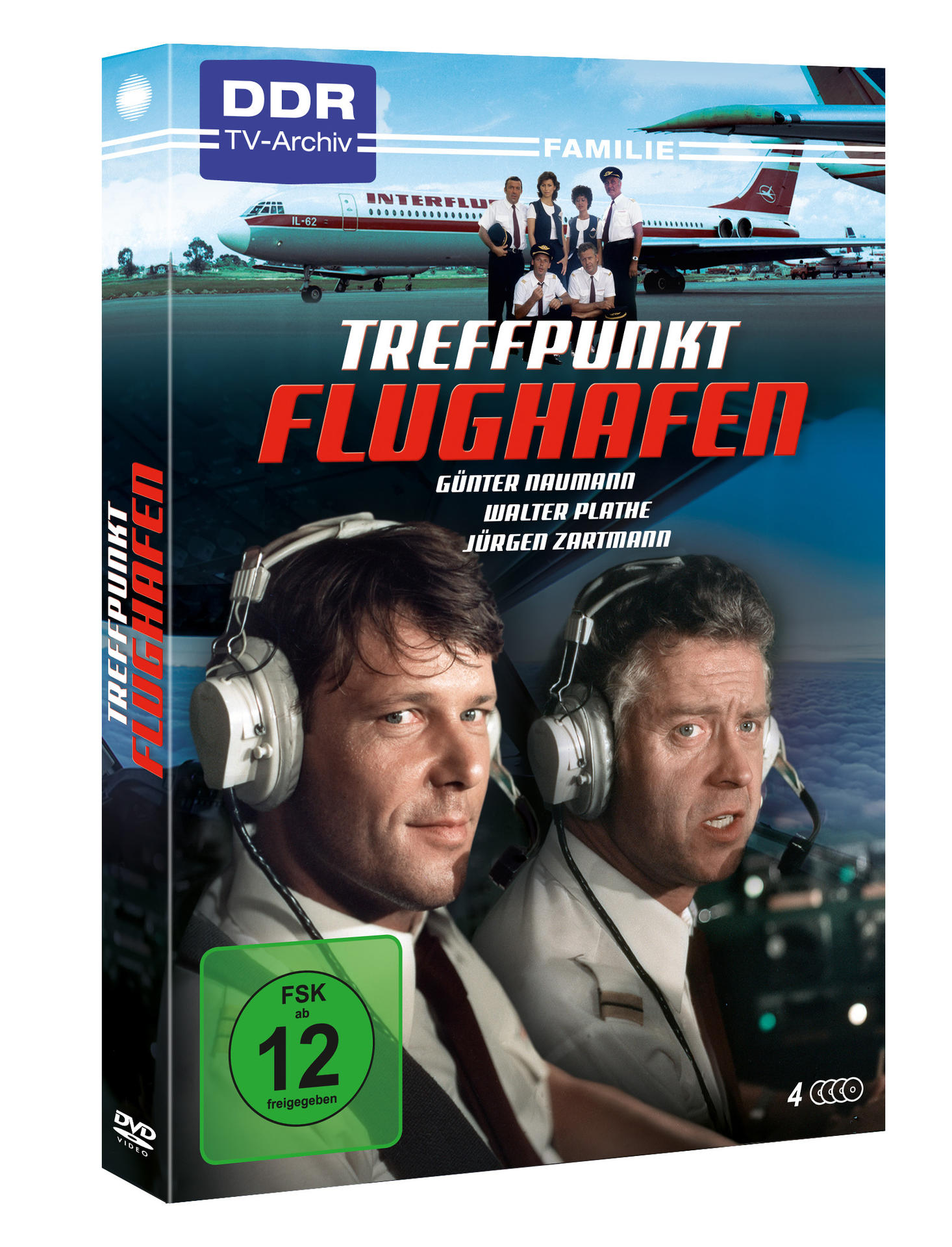 DVD-Cover des Films Treffpunkt Flughafen mit zwei Männern in Pilotenuniformen.