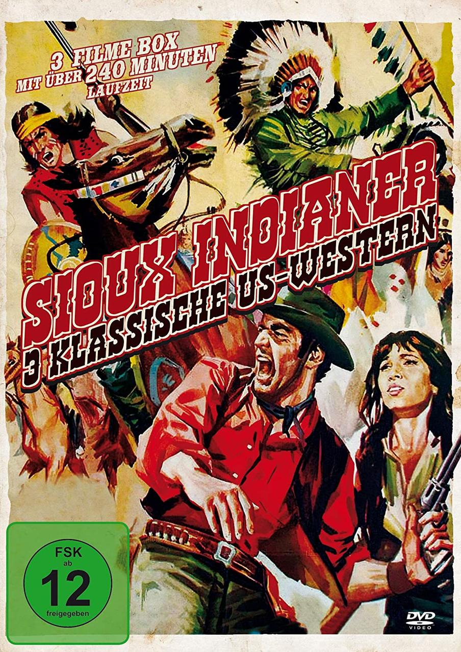 DVD-Cover eines Westernfilms mit Cowboys und Indianern in einer chaotischen Szene.
