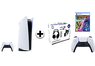 SONY PlayStation 5 Disk Edition + DualSense Wit + Accessoirespakket + Ratchet & Clank Rift Apart