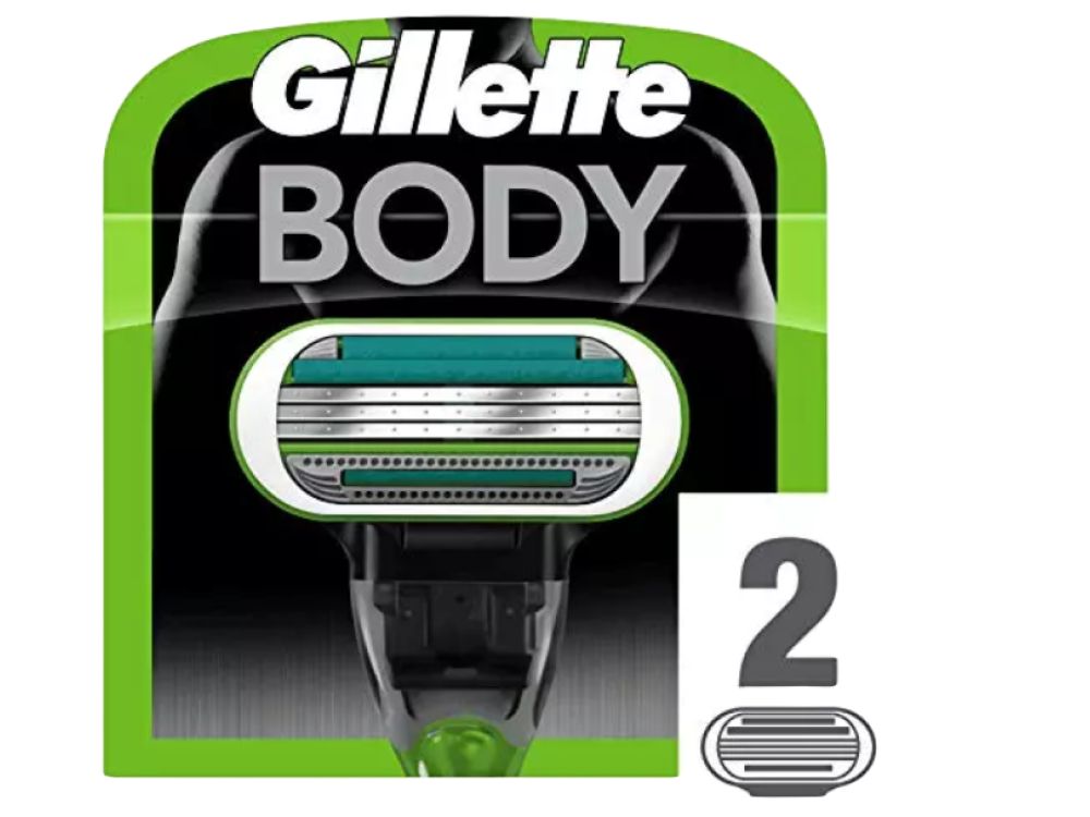 Recambio para afeitadora - Gillette Body, Para afeitadora Body y Mach3, 2 Unidades, 3 Hojas PowerGlide, Verde