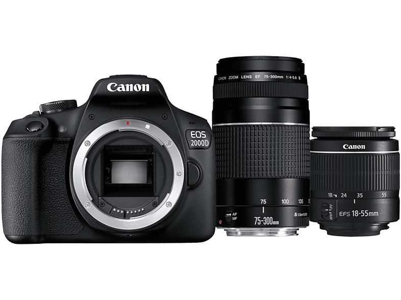 Canon Reflexcamera Eos 2000d + 18-55mm Dc 75-300 Mm (2727c051aa)