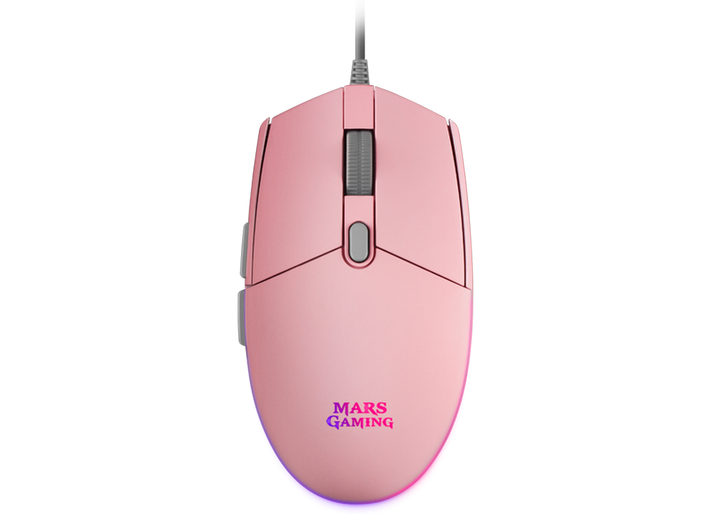 Ratón gaming - Mars Gaming MMG, Por cable, 3200 DPI, USB, RGB Flow, Rosa