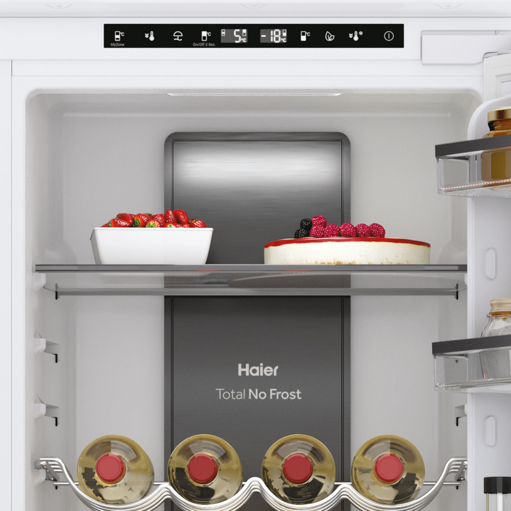 Frigorífico combi - Haier HBB 177 TNF, Integrable, 241 l, Total No Frost, 177 cm, My Zone, Botellero, Blanco
