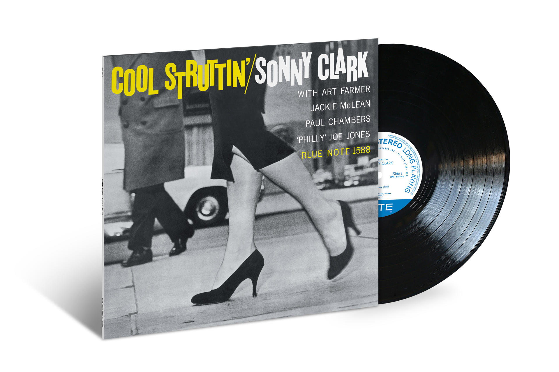 A 'Cool Struttin' by Sonny Clark nagylemez borítója, fekete bakelit lemezzel.