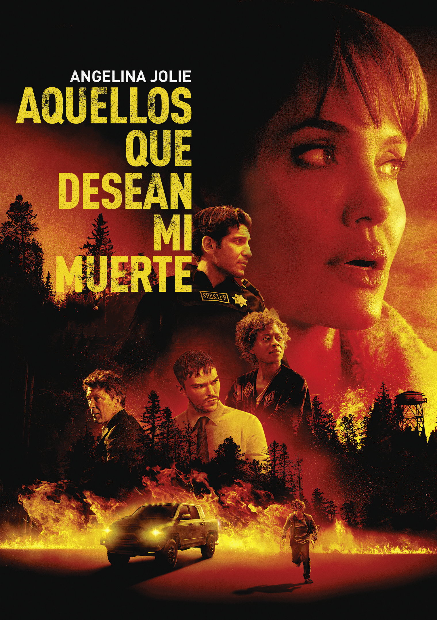Cartel de la película 'Those Who Wish Me Dead' con Angelina Jolie y otros actores.