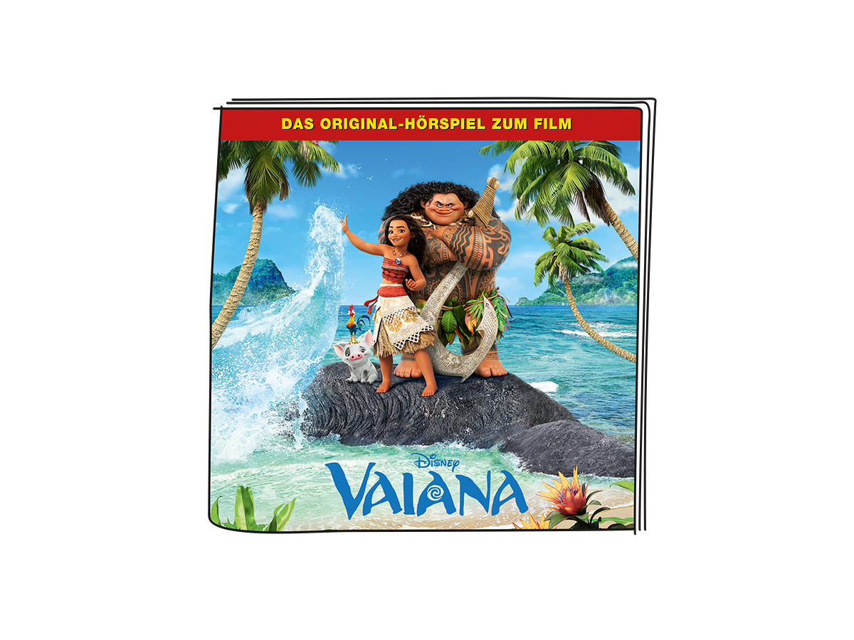 Filmposter mit Charakteren. Der Titel lautet „Vaiana“ mit Zeichentrickfiguren und tropischem Hintergrund.