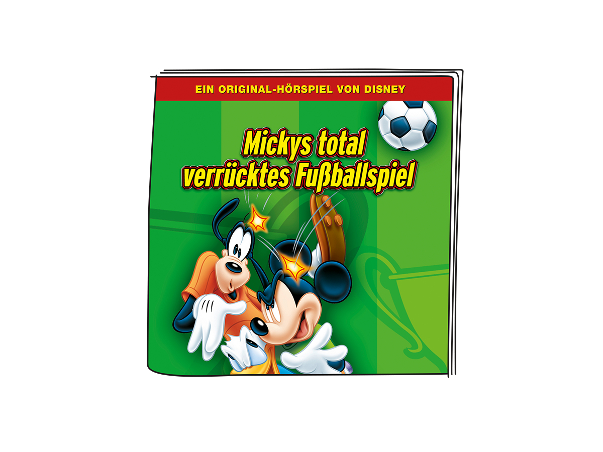 Comic-Cover mit Micky und Goofy, die auf einem grünen Feld Fußball spielen.