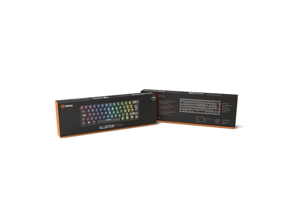 Caja de teclado. La caja tiene una imagen de un teclado con teclas arcoíris.