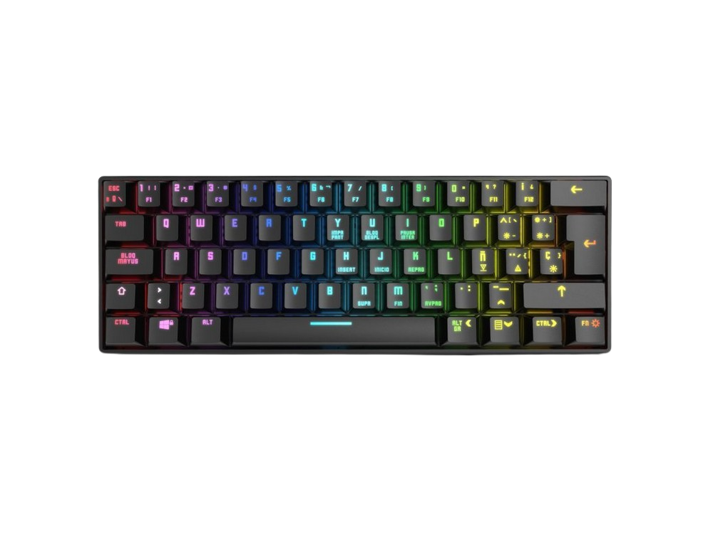 Krom Kluster Teclado mini rgb usbbluetooth switch outemu red nxkromklstrsp gaming bluetooth 5.0 y diseño en formato 60 compatible windows android ios mac color