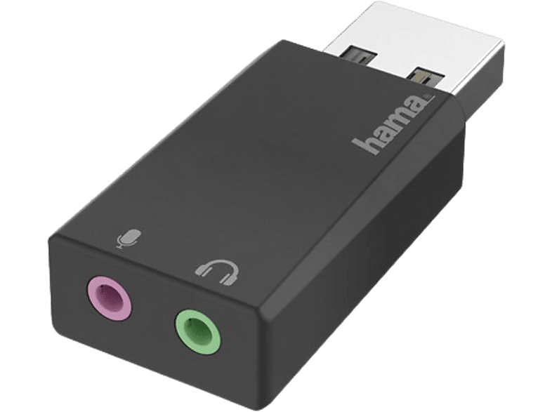 Adaptador  Hama 00200318, De conector USB-C a enchufe Jack 3.5 mm, Negro