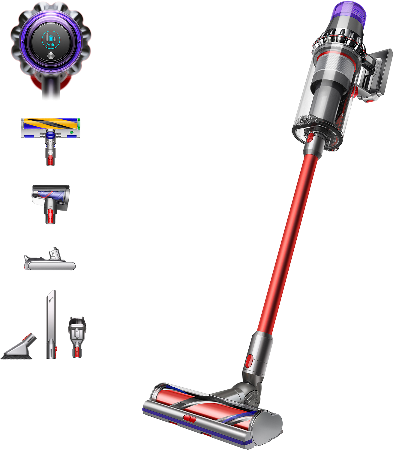 DYSON Outsize Absolute - Steelstofzuiger incl. kruimelzuiger - Accuduur 60 min - Rood