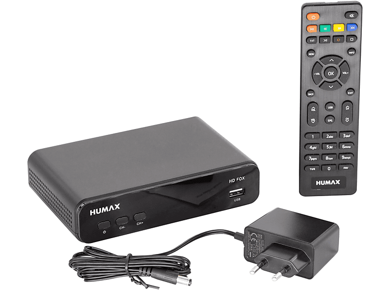 HUMAX HD FOX Satellitenreceiver (HDTV, PVR-Funktion=optional, DVB-S, DVB-S2, Schwarz)