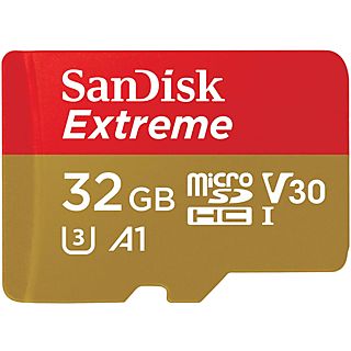 Tarjeta Micro SDHC - SanDisk Extreme®, 32 GB, 100 MB/s, UHS-I, U3, V30, A1, Clase 10, Apta Drones, Multicolor