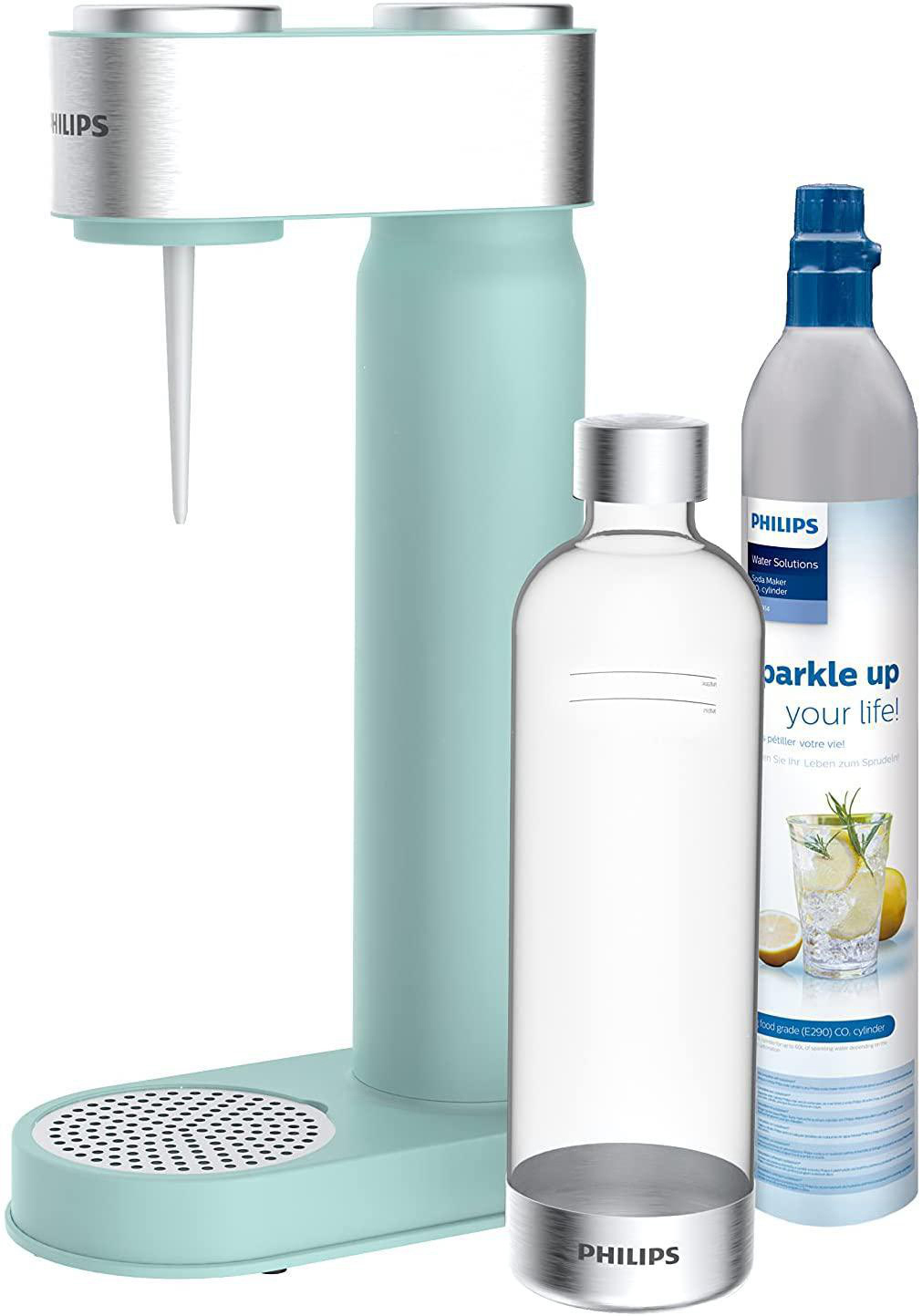 Philips Wassersprudler mit Wasserflasche und CO2-Zylinder.