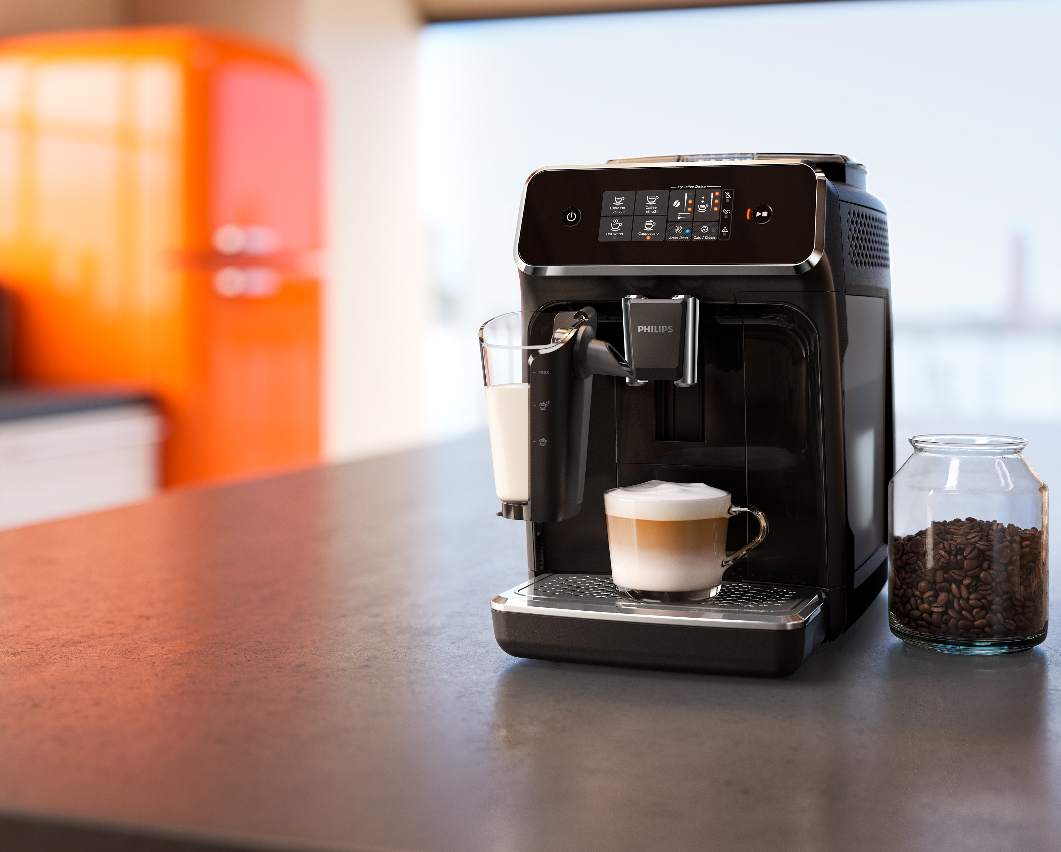 PHILIPS  Machine expresso LatteGo Series 2200 (EP2231/40) - Machine expresso full automatique - Nombre max. de tasses: 2 - Récipient à lait externe - Noir Glossy