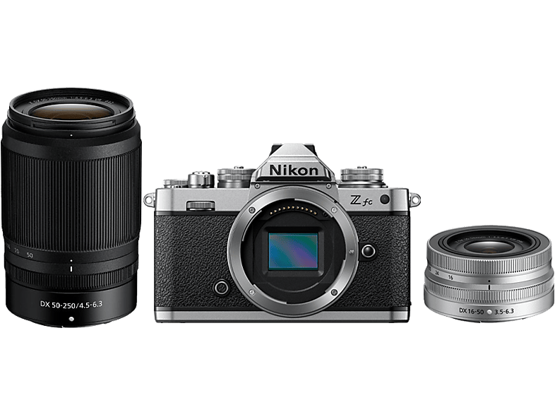 Nikon Z fc Systemkamera mit Objektiv Z DX 16-50mm f3.5-6.3 VR SE und Z DX 50-250 mm f4.5-6.3 VR; Systemkamera Set