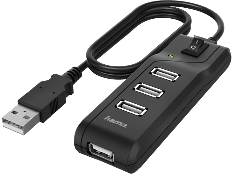 Regleta USB con interruptores 4xUSB-A 3.0 negro