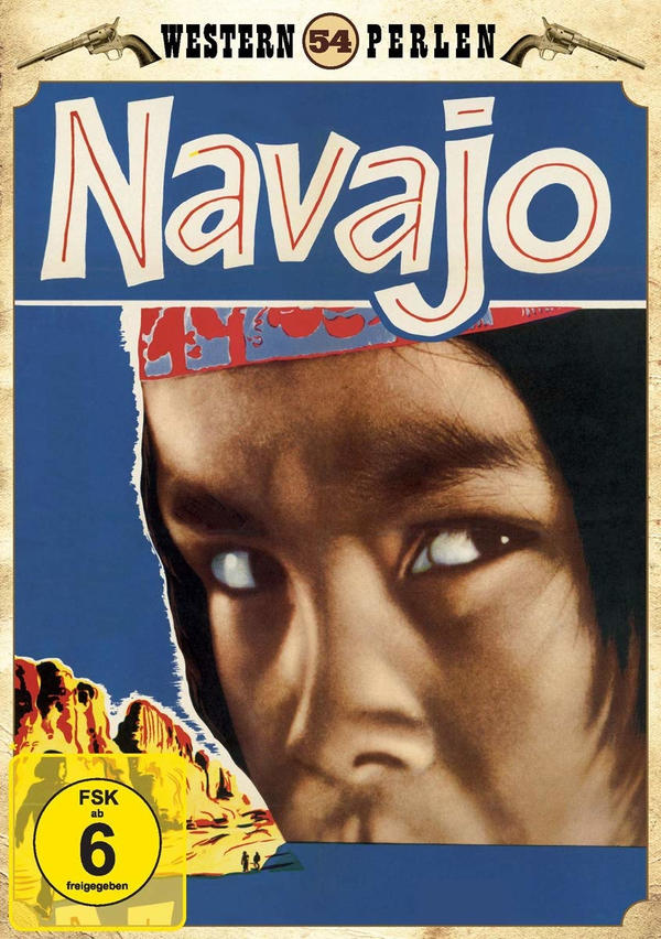 Navajo DVD-Cover. Ein indianisches Kind blickt den Betrachter an, mit einer Wüstenlandschaft im Hintergrund.