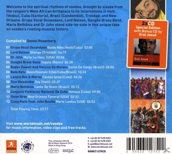 Egy CD hátlapja, a voodoo zenéről szóló szöveggel és egy férfi portréjával.