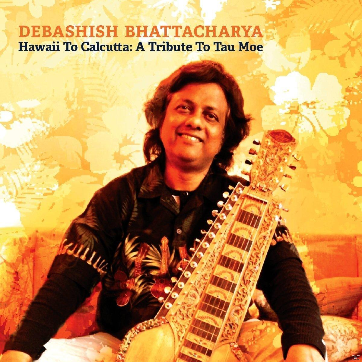 Album borító egy férfival, aki egy húros hangszert tart, a szöveg 'Debashish Bhattacharya, Hawaii To Calcutta'.