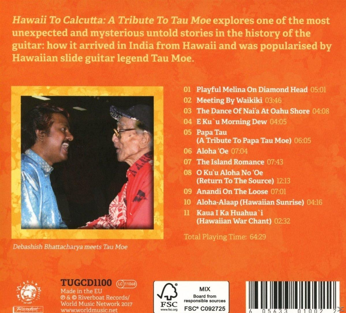 Album borító két férfiról készült fotókkal és a számok listájával. Cím: Hawaii To Calcutta.