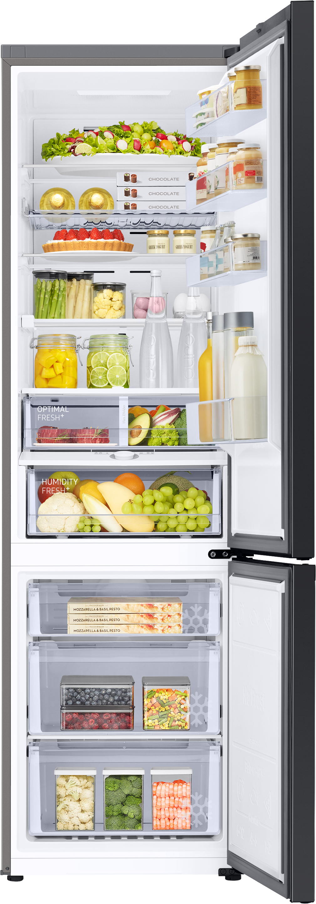 SAMSUNG RL 38 A6B6C22/EG Bespoke Kühlgefrierkombination (C, 390 l, 2030 mm hoch, Clean Black)