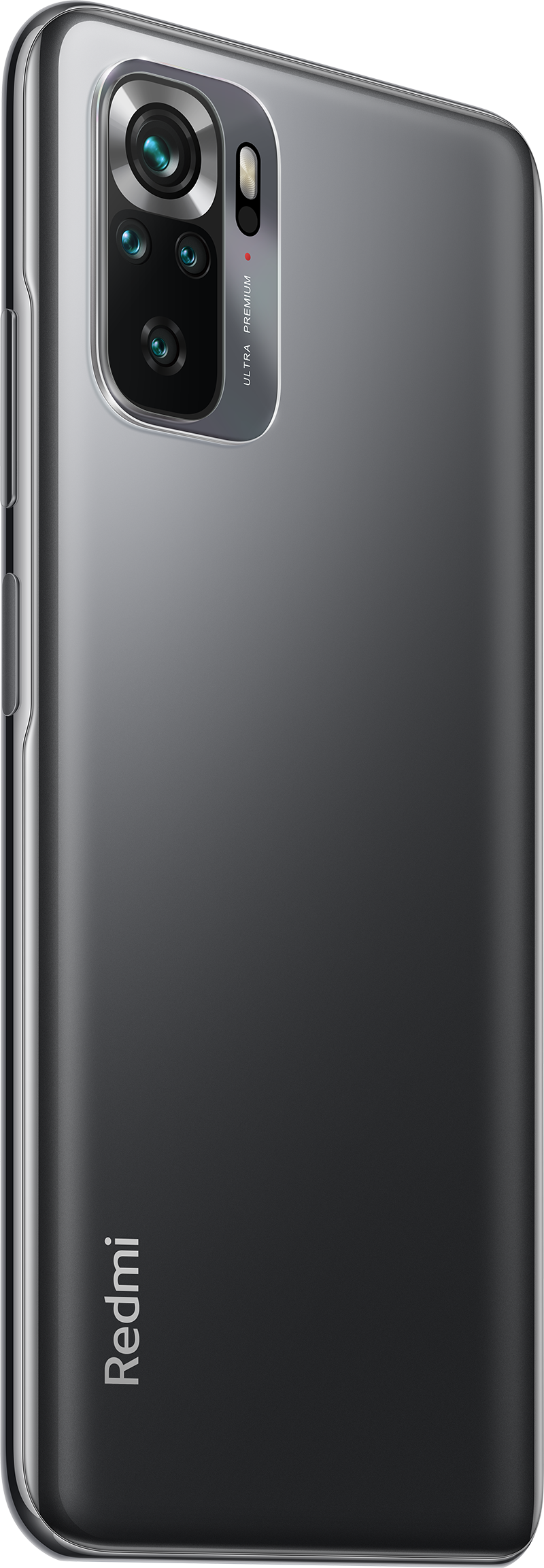 Een grijze Redmi-smartphone van achteren gezien, met de camera zichtbaar.