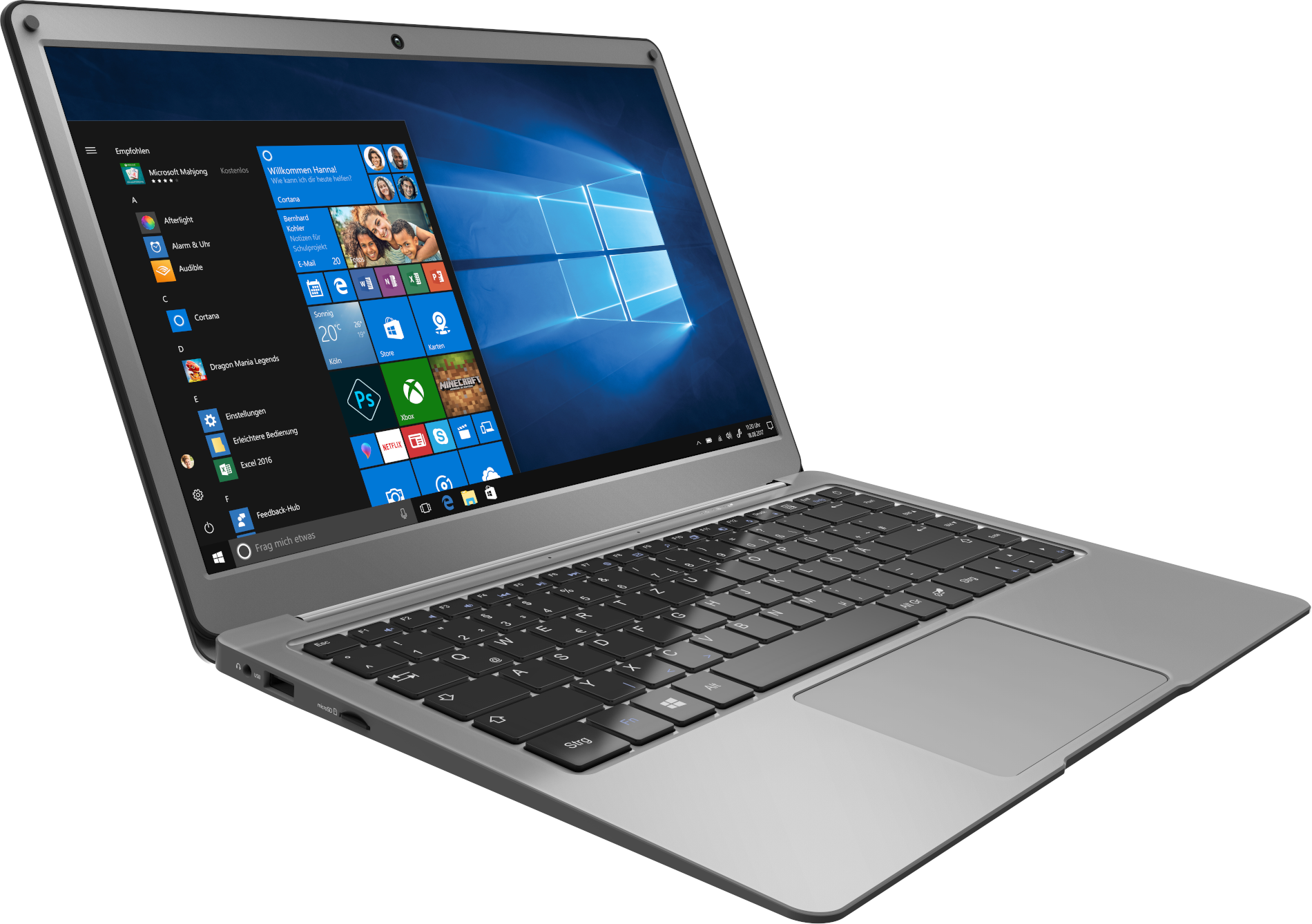 PEAQ Notebook Slim S132, Celeron N4020, 4GB, 64GB, 13.3 Zoll FHD, Win10Pro, Grau/Schwarz Notebook, 13,3 Zoll, Full-HD, Intel® Celeron® Prozessor N4020 (4 MB Cache, bis zu 2.80 GHz), 4 GB, 64 GB