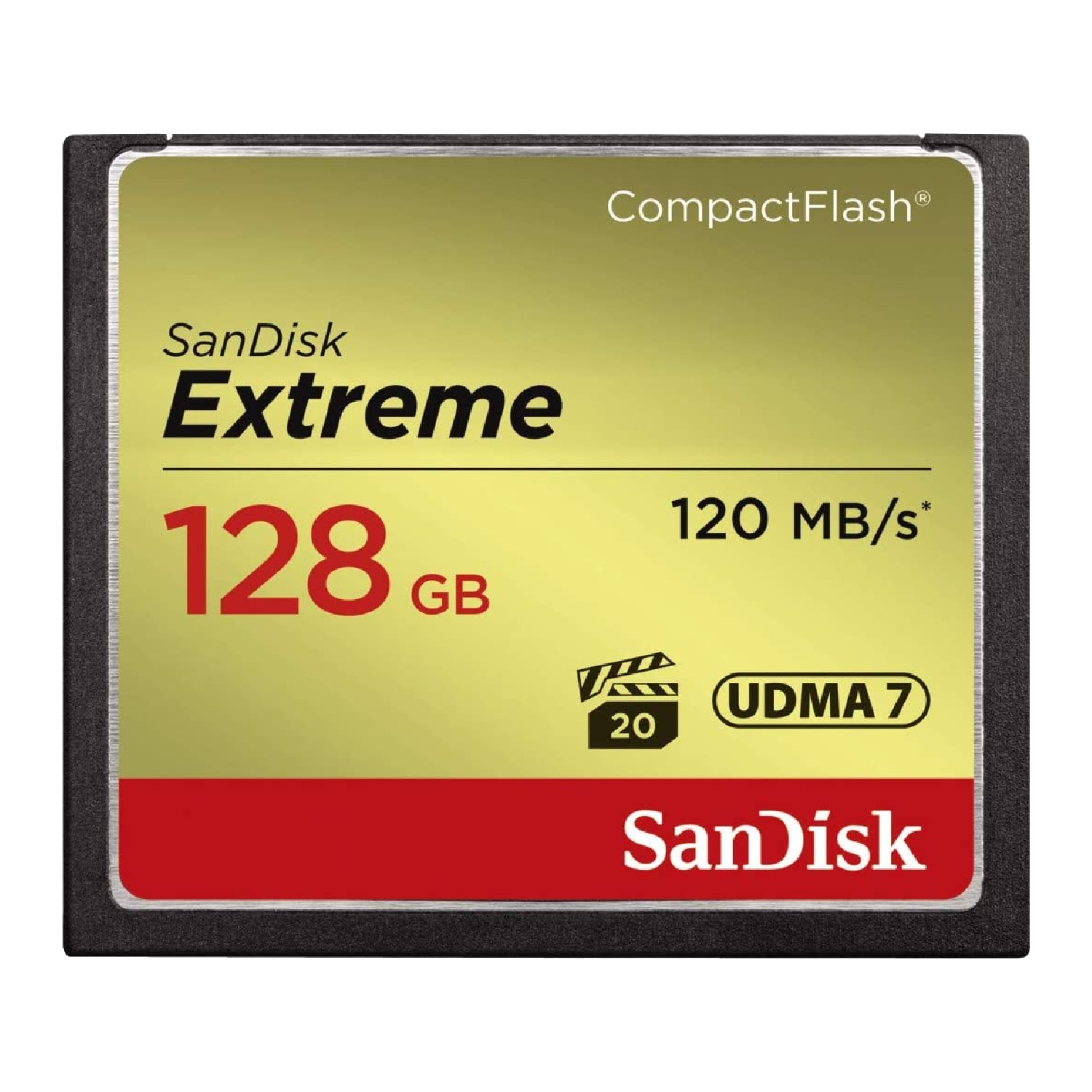 Sandisk Sdcfxsb128gg46 Tarjeta de memoria compact flash 128 gb velocidad lectura 120 mbs escritura 85 udma 7 amarillo extreme vpg20 128gb 120mbs