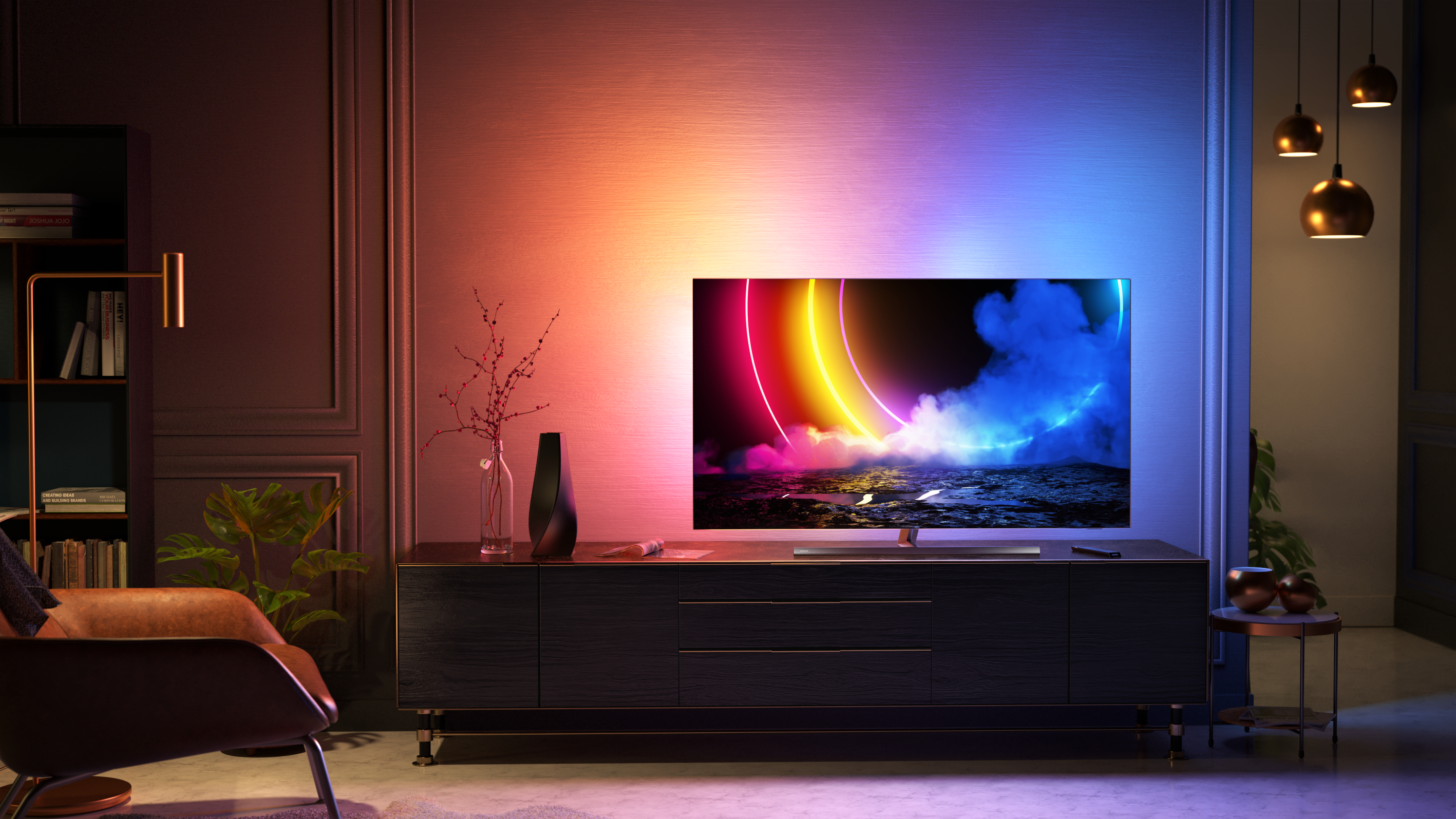 PHILIPS 65OLED856/12 OLED TV (Flat, 164 Zoll 10 TV, Android SMART 4K, cm, (Q)) TV™ 65 UHD / Ambilight