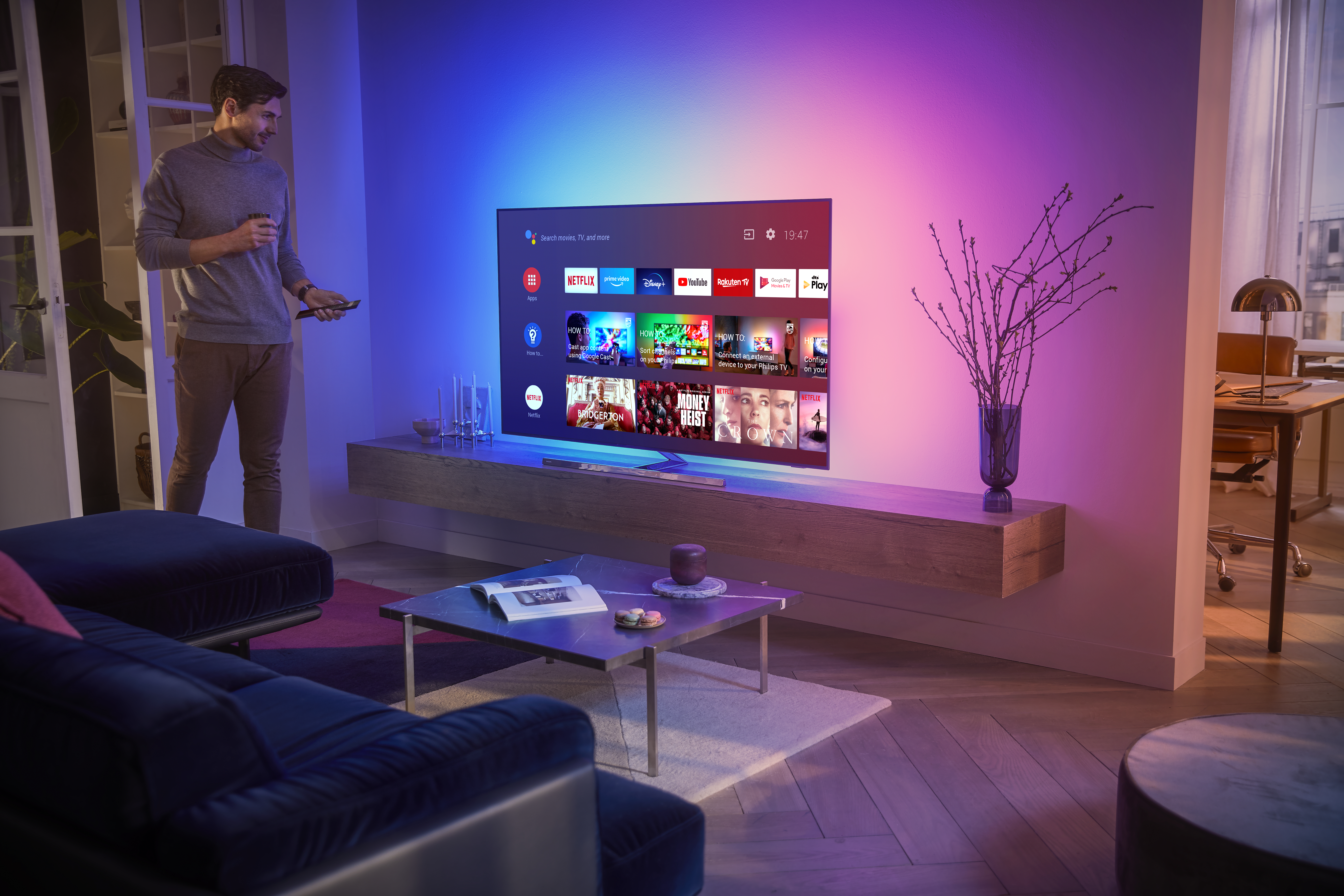 PHILIPS 55OLED856/12 OLED TV (Flat, 55 Zoll / 139 cm, UHD 4K, SMART TV, Ambilight, Android TV™ 10 (Q))
