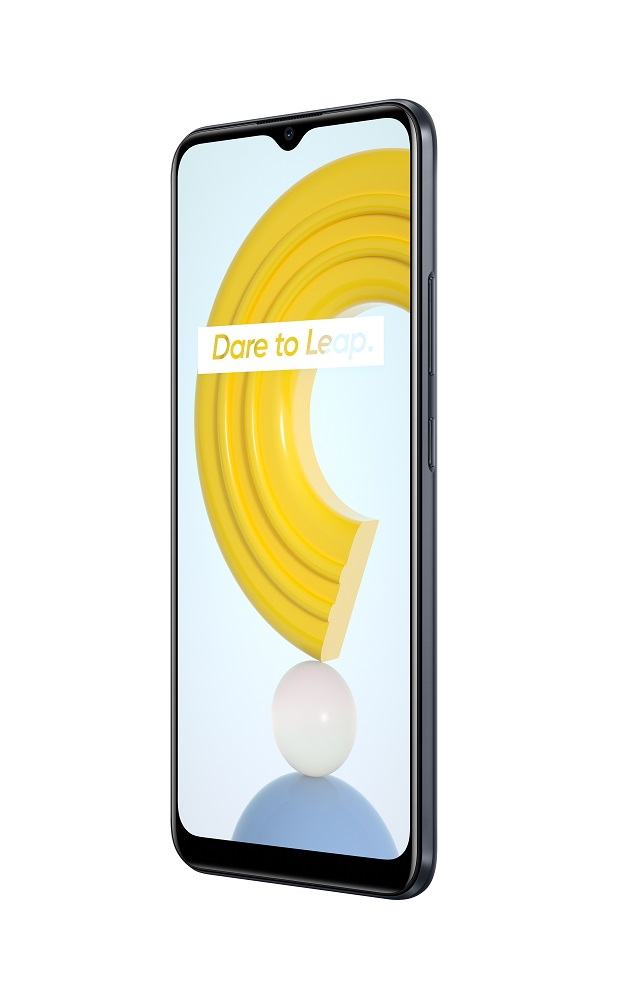 Ekranda sarı ve beyaz tasarımlı akıllı telefon. Arka plan: beyaz, mavi.