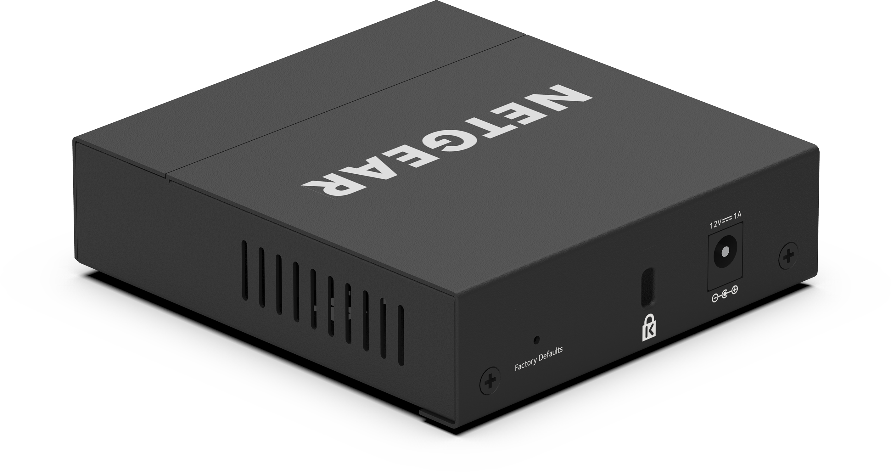 Een zwart-wit NETGEAR-apparaat met het woord NETGEAR erboven.