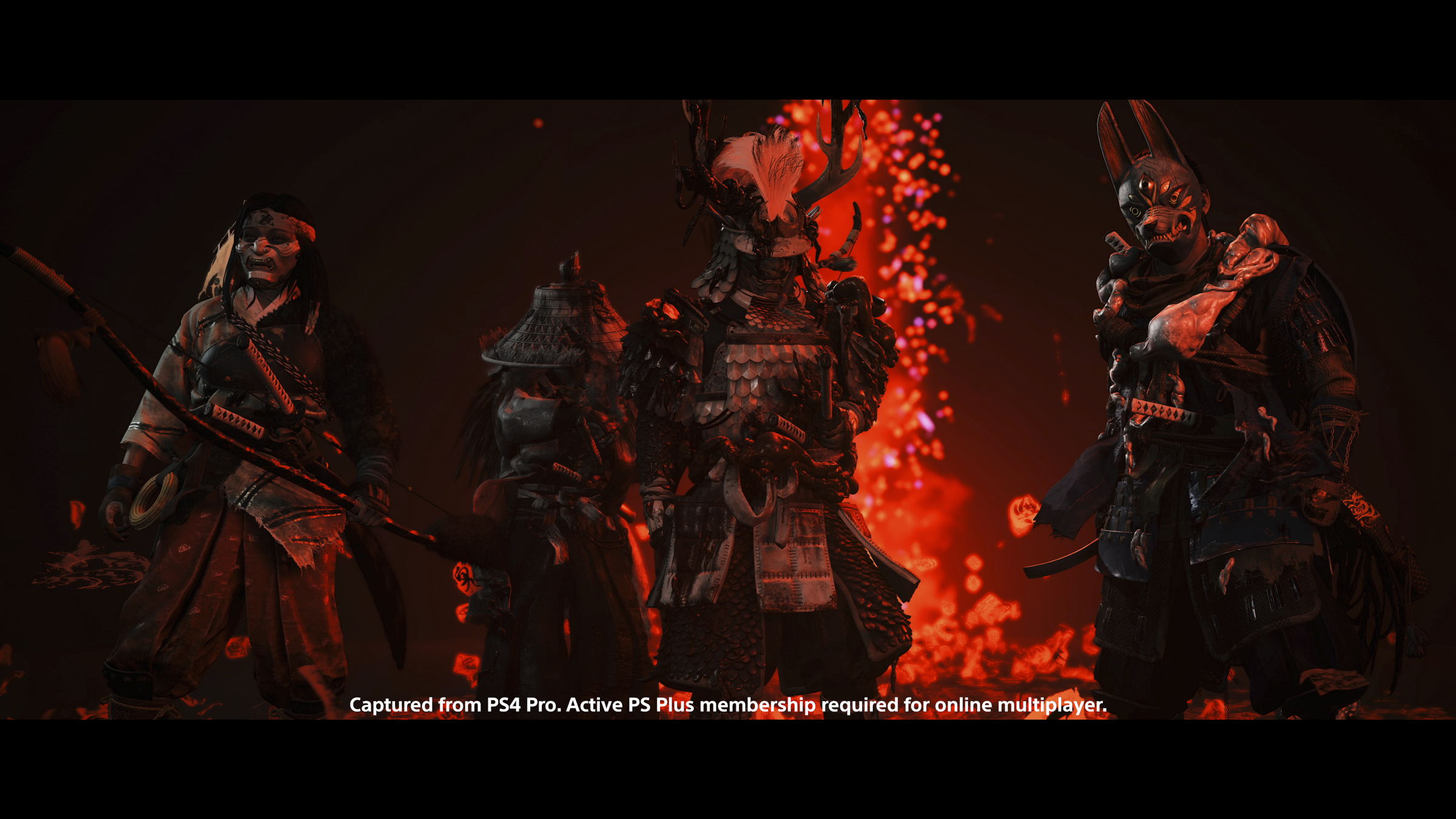 Uno screenshot da un videogioco. Diversi personaggi sono in un ambiente illuminato di rosso, forse una scena di battaglia.