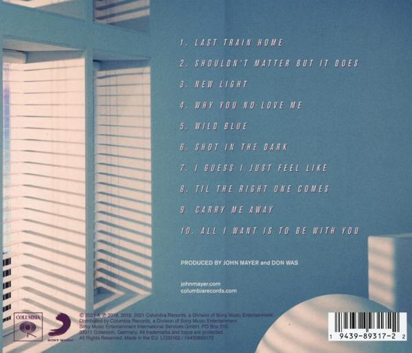 Ein CD-Cover mit einer Liste von Songtiteln und einem Foto eines Fensters auf blauem Hintergrund.