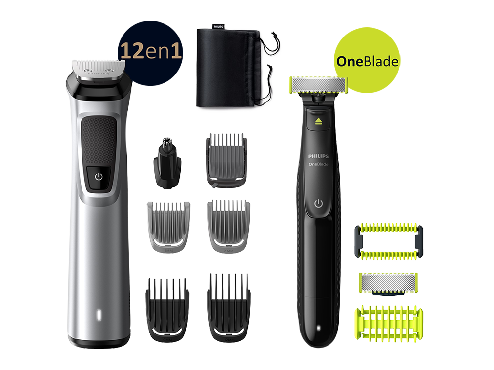 Recortadora De Barba cortapelos y cuerpo 12 en 1 philips serie 9000 con maquinilla afeitar oneblade para cara s9000 mg971090 aparador multifunciones mg9710 120