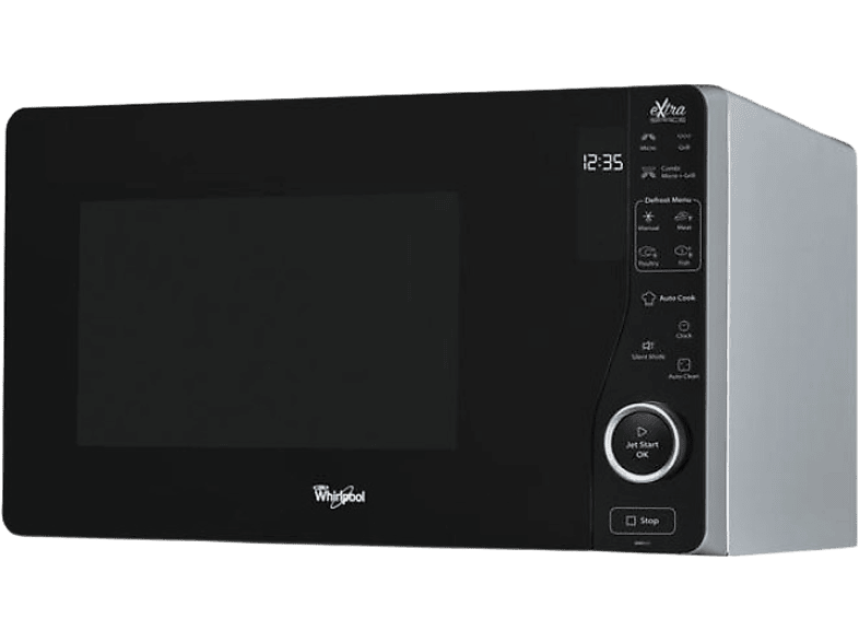 Microondas  Whirlpool MWF421SL, Grill, Potencia 800W, 6 niveles, Función  descongelación, 25 litros, Negro