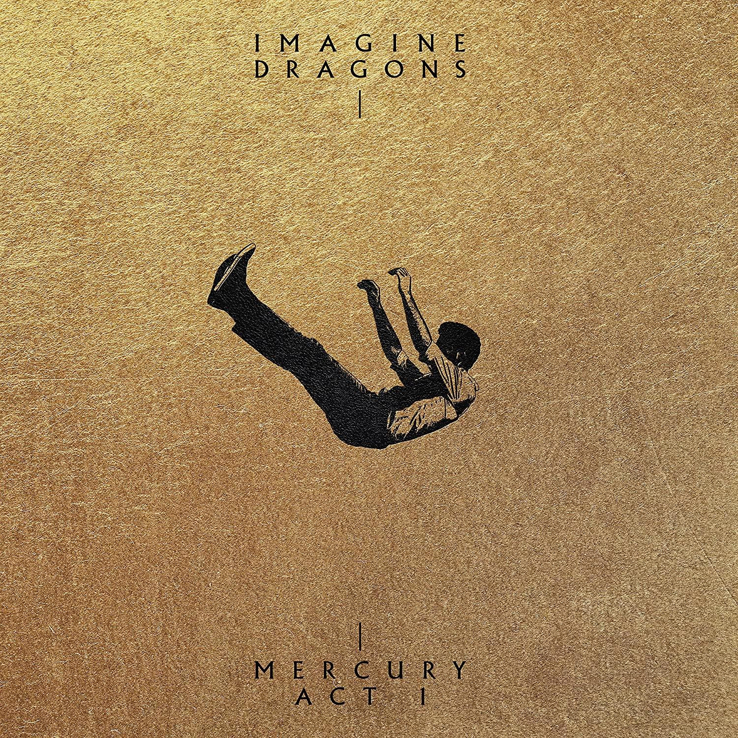 Albumcover mit einer fallenden Silhouette auf strukturiertem Goldhintergrund.