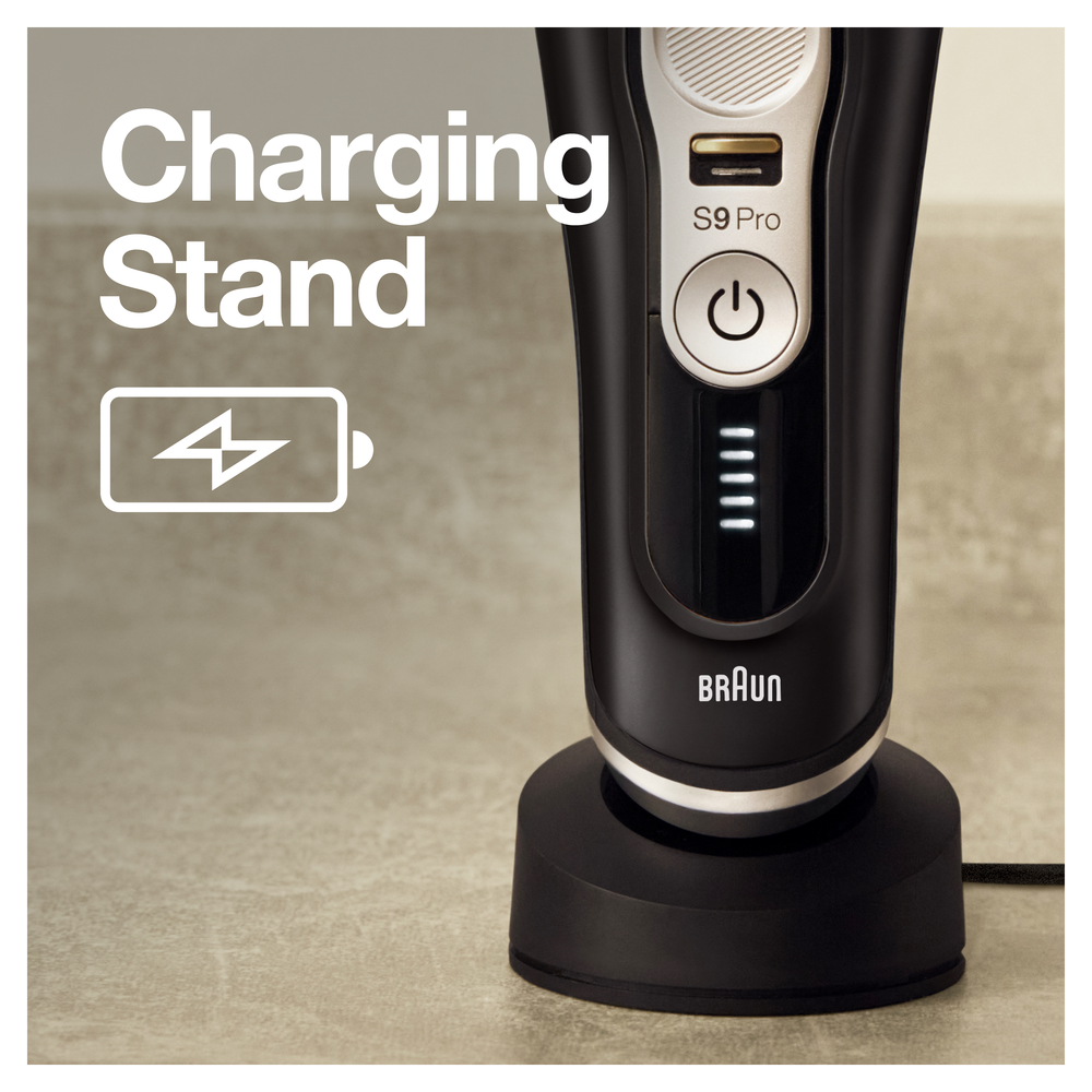 BRAUN 9410S Series 9 Pro Nass- und Trockenrasierer Wet&Dry Schwarz (inkl. Charging-Stand) Nass- und Trockenrasierer (Akkubetrieb, Schwarz, Wet & Dry)